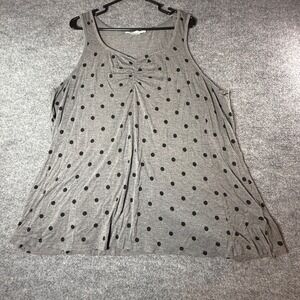 In Every Story Womens 2X Gray Black Polka Dot Sleeveless Tank  Sweetheart Neck